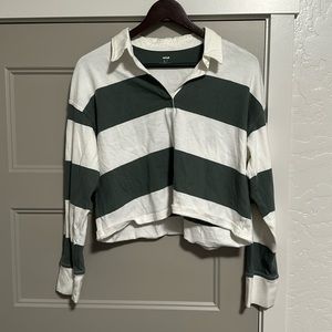 Aerie Women’s Cropped Long Sleeve Collared Shirt